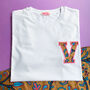 Personalised African Print Left Chest Initial T Shirt, thumbnail 2 of 8