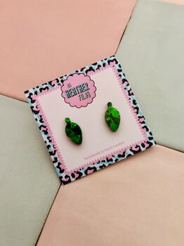Christmas Light Glitter Resin Studs / Sparkly Holiday Bulb Earrings / Christmas Gift / Stocking Filler, 8 of 12