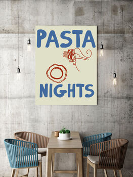 Pasta Nights Kitchen Art Print, 3 of 3