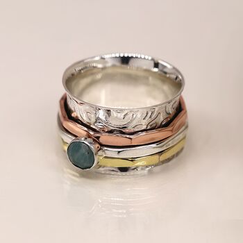 Personalised Sterling Silver Amazonite Spinning Ring, 2 of 10