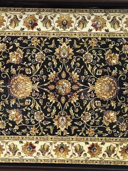 Wood Serving Tray With Handle, Black Floral India Print, 2 of 7