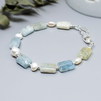 Natural Aquamarine Bracelet Sterling Silver, 4 of 6