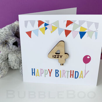 Personalised Birthday Card With Wooden Age Number, 3 of 3