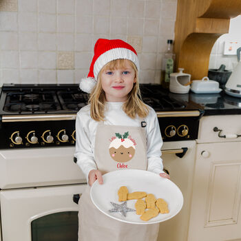 Personalised Kids Christmas Pudding Baking Apron, 2 of 5