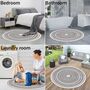 Cotton Round Rug Grey Area Rug With Tassels, thumbnail 8 of 10