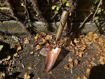 Garden Hand Trowel Steel Copper Blade With Wooden Handle Gift, 2 of 12