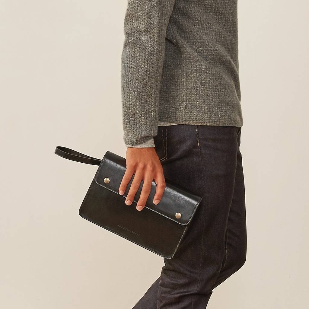 Mens Leather Bag With Wrist Strap &#39;the Santino Small&#39; By Maxwell Scott Bags | www.bagsaleusa.com