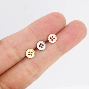 Tiny Button Stud Earrings In Sterling Silver, 3 of 12