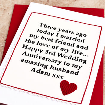 Personalised 3rd Wedding Anniversary Card, 4 of 5