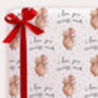 Three Sheets Of Cute 'I Love You' Mice Wrapping Paper, thumbnail 1 of 2