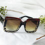 Chunky Oversized Statement Butterfly Sunglasses In Brown Leopard, thumbnail 2 of 3