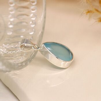 Sterling Silver Semi Precious Blue Gemstone Necklace, 4 of 5
