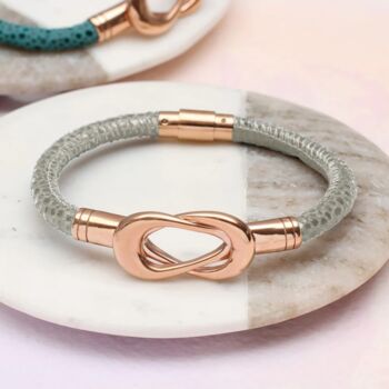 Personalised Rose Gold Plated Leather Bracelet, 3 of 7