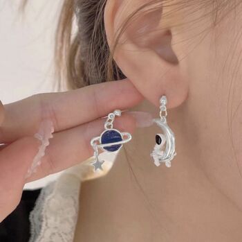 Planet And Astronaut Mismatched Earrings, 2 of 2