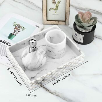 Marble White Resin Vanity Decorative Tray, 4 of 7