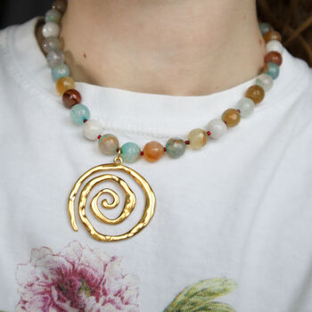 Chunky Gemstone Bead Necklace And Spiral Pendant Necklace, 2 of 5