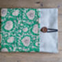 Handmade Book E Reader Tablet Sleeve, Nepali Cotton Green, thumbnail 1 of 7