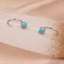 Sterling Silver Genuine Turquoise Threader Hoop Earrings, thumbnail 2 of 12