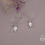 Sterling Silver Pigeon Bird Drop Hook Earrings, thumbnail 3 of 10