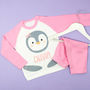 Personalised Penguin Pink / Blue Kids Christmas Pyjamas, thumbnail 3 of 4