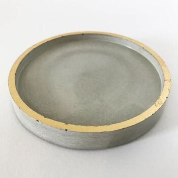 Round Concrete And Gold Trinket Dish, 3 of 5