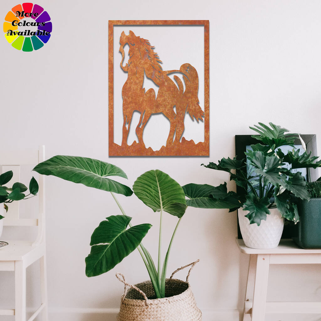 Rusted Metal Horse In Frame Metal Horse Wall Art By Duke Craft
