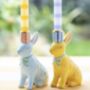 Hand Painted Bunnies Ceramic Candle Holders, thumbnail 1 of 3
