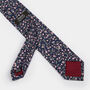 Mens Navy And Pink Ditzy Floral Slim Style Tie, thumbnail 8 of 8