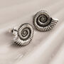 Sterling Silver Oxidised Fossil Studs, thumbnail 3 of 6