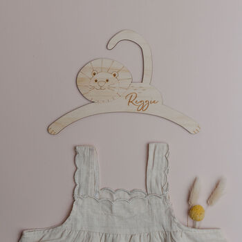 Personalised Lion Child's Wooden Coat Hanger, 3 of 3