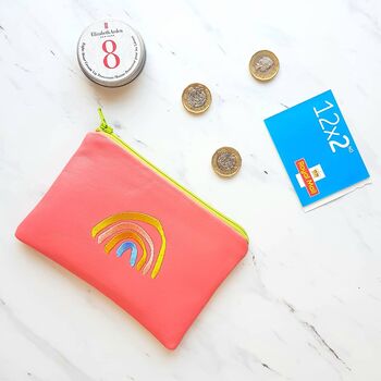 Embroidered Rainbow Leather Coin Zipped Purse, 4 of 5