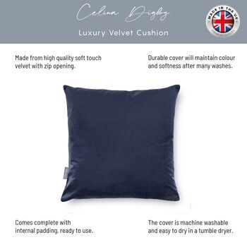 Luxury Super Soft Velvet Cushion Navy Blue, 3 of 3