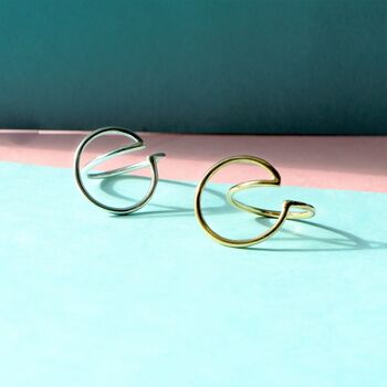 Double Circle Geometric Sterling Silver Ring, 4 of 5