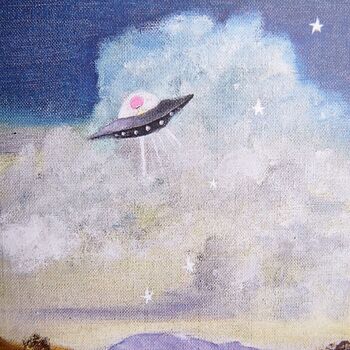 Birthday Card Girls And Space Ship Flying Saucer, 4 of 5