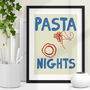 Elegant Pasta Nights Line Art Print Kitchen And Dining Decor, thumbnail 1 of 4