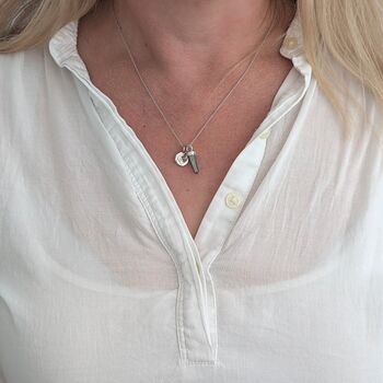 The Trio Star Point Pyrite Necklace, Silver, 2 of 6