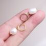Irregular Freshwater Pearl Drop Gold Hoop Earrings, thumbnail 1 of 7