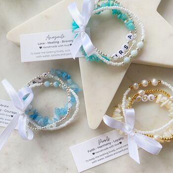 Personalised Set Of Semi Precious Stacking Bracelets, 4 of 8