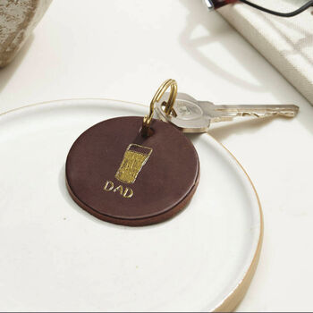 Personalised Gold Foil Leather Keyring With Hobby Illustration, 2 of 4