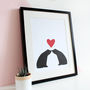 Bear Couple Sitting Silhouette, Personalised A3 Print, thumbnail 1 of 7