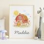 Personalised Farmyard Animal Nursery Art Print, Baby Name Wall Art, thumbnail 1 of 3