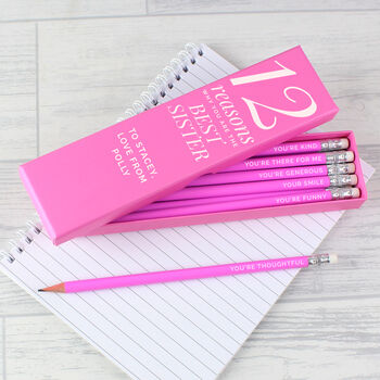 Personalised 12 Reasons Pink Gift Boxed Pencils, 4 of 5