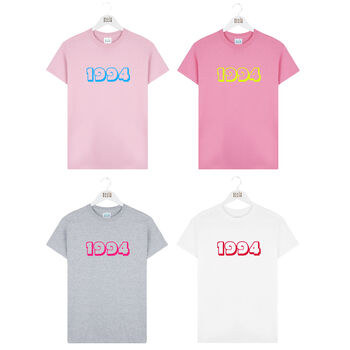 Personalised Birth Year Neon Womens Tshirt, 4 of 8