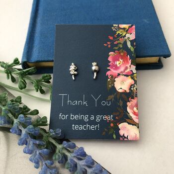 Thank You Teacher Lavender And Poppy Seed Head Sterling Silver Earrings, 11 of 12