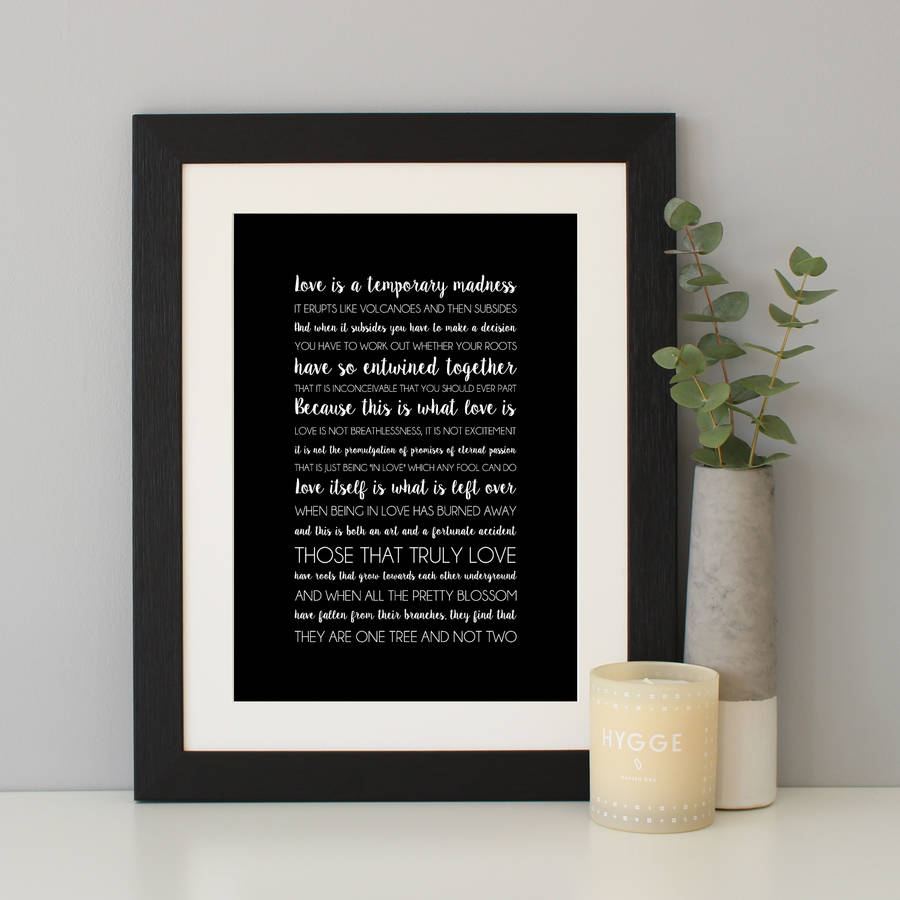 'love Is A Temporary Madness' Typography Print By Hope And Love ...