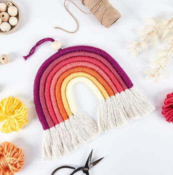 Make Your Own Sunrise Macrame Rainbow Craft Kit, 3 of 10