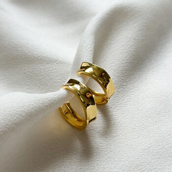 18k Gold Plated Crinkle Hoop Earrings, 4 of 5