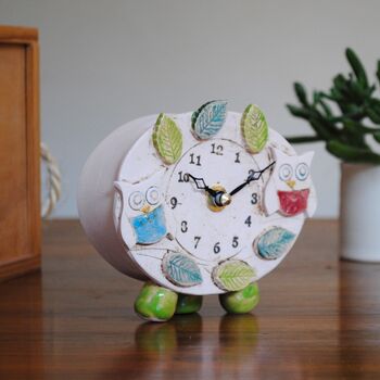 Owls And Leaves Small Mantel Clock, 2 of 8