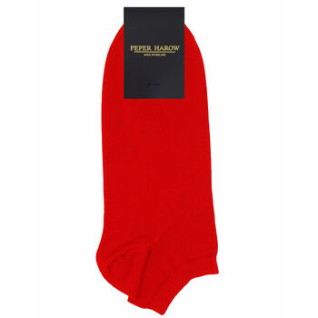 Oxford Stripe Scarlet And Classic Red Men's Trainer Socks, 10 of 11