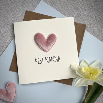 Best Mum/Nanna Padded Velvet Heart Birthday Day, 4 of 6